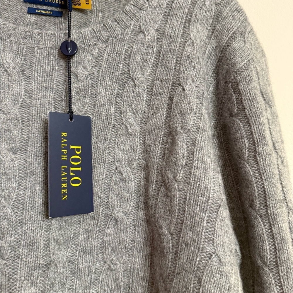Polo Ralph Lauren Gray Cable Knit Cashmere Sweater Women’s Size XXL NWT - Picture 8 of 9